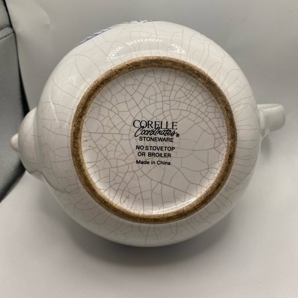 Vintage Corelle Coordinates Oceanview Stoneware Teapot Blue White Retired. - Picture 8 of 8